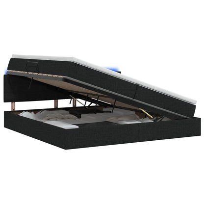 LED Opslagbed met Matras Zwart 200 x 200 cm Stof