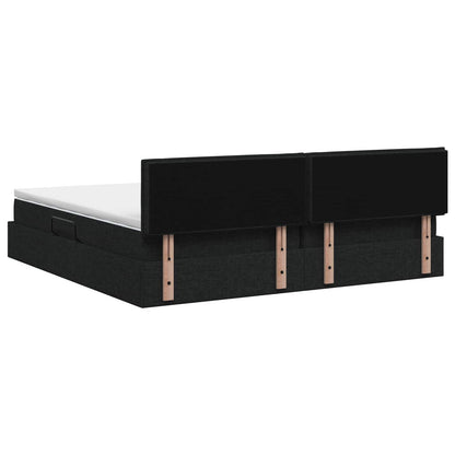 LED Opslagbed met Matras Zwart 200 x 200 cm Stof