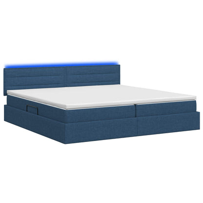 LED Opslagbed met Matras Blauw 200 x 200 cm Stof