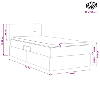 LED Opslagbed met Matras Taupe 90 x 190 cm Stof