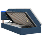 LED Opslagbed met Matras Blauw 90 x 190 cm Stof