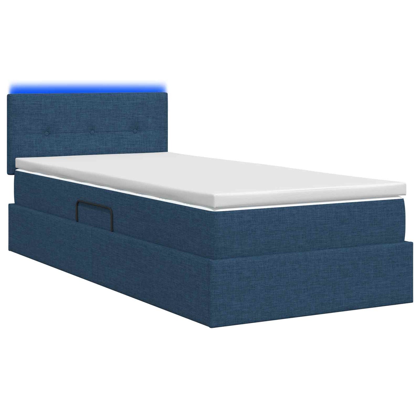 LED Opslagbed met Matras Blauw 90 x 190 cm Stof