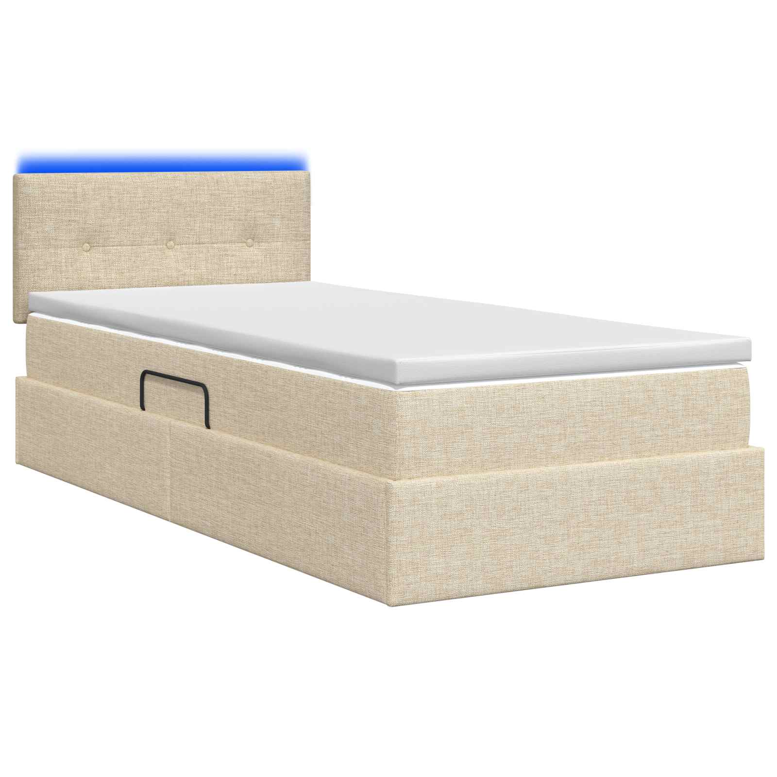LED Opslagbed met Matras Crèmekleurig 90 x 200 cm Stof