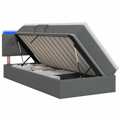 LED Opslagbed met Matras Donkergrijs 100 x 200 cm Stof