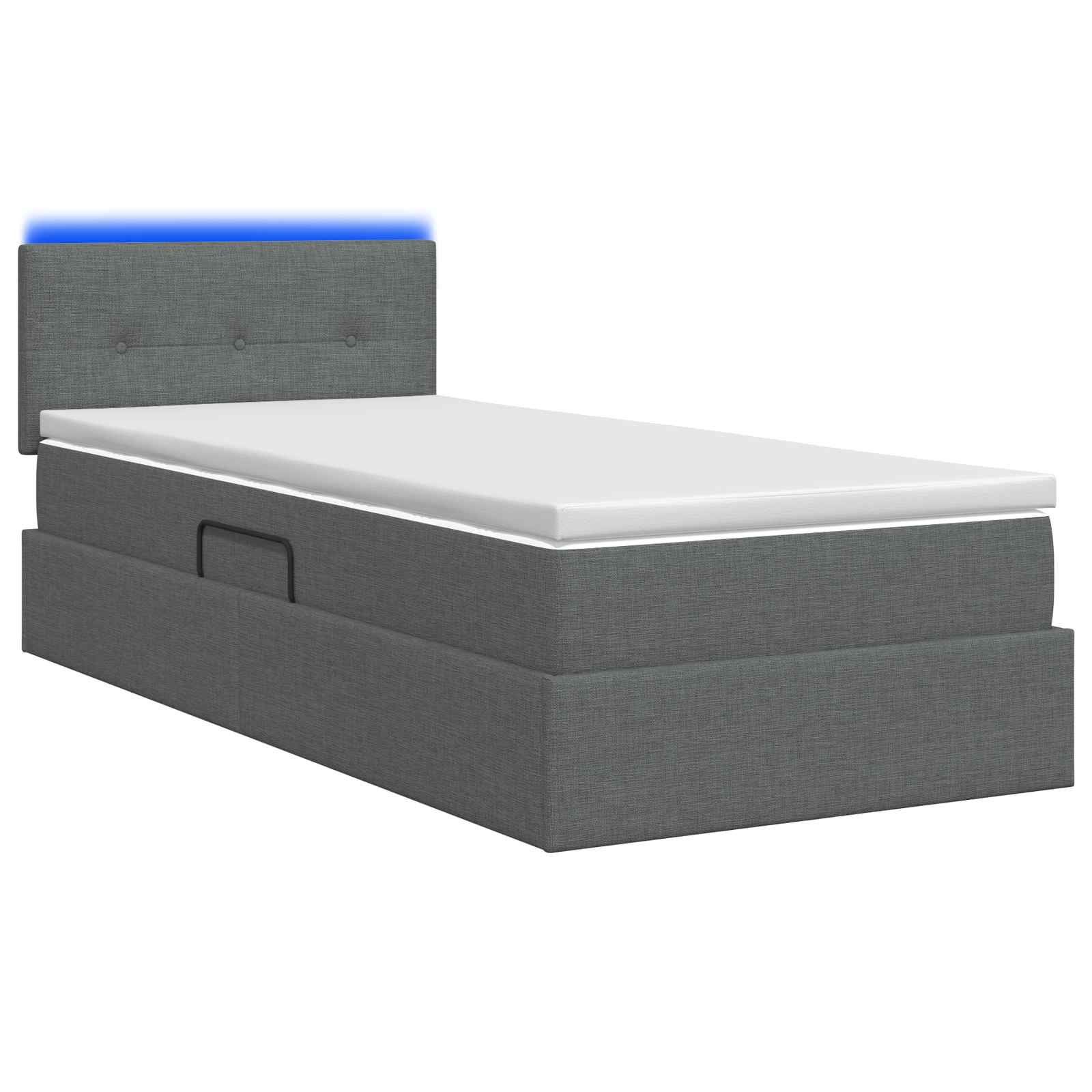 LED Opslagbed met Matras Donkergrijs 100 x 200 cm Stof