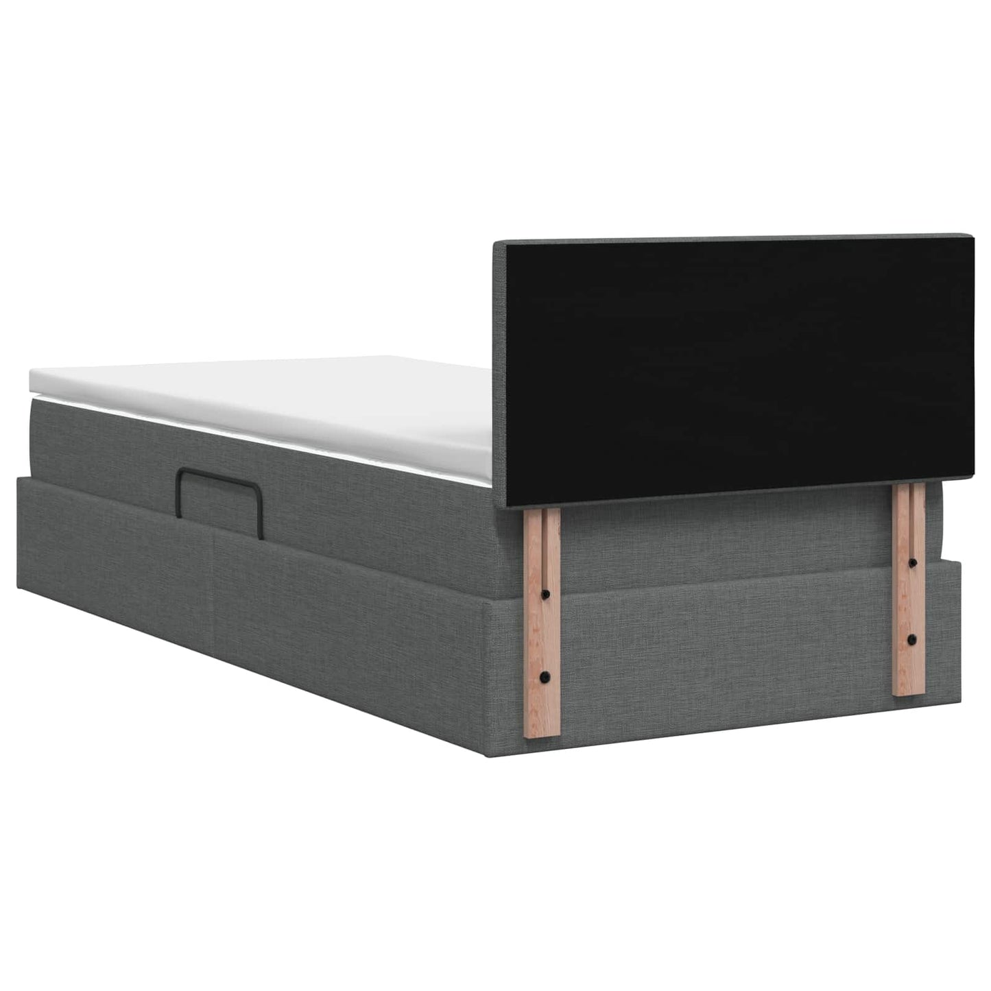 LED Opslagbed met Matras Donkergrijs 100 x 200 cm Stof