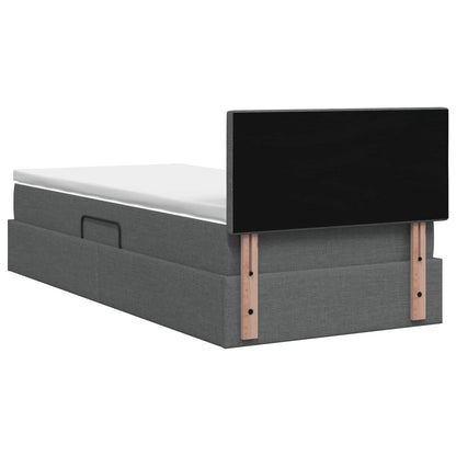 LED Opslagbed met Matras Donkergrijs 100 x 200 cm Stof