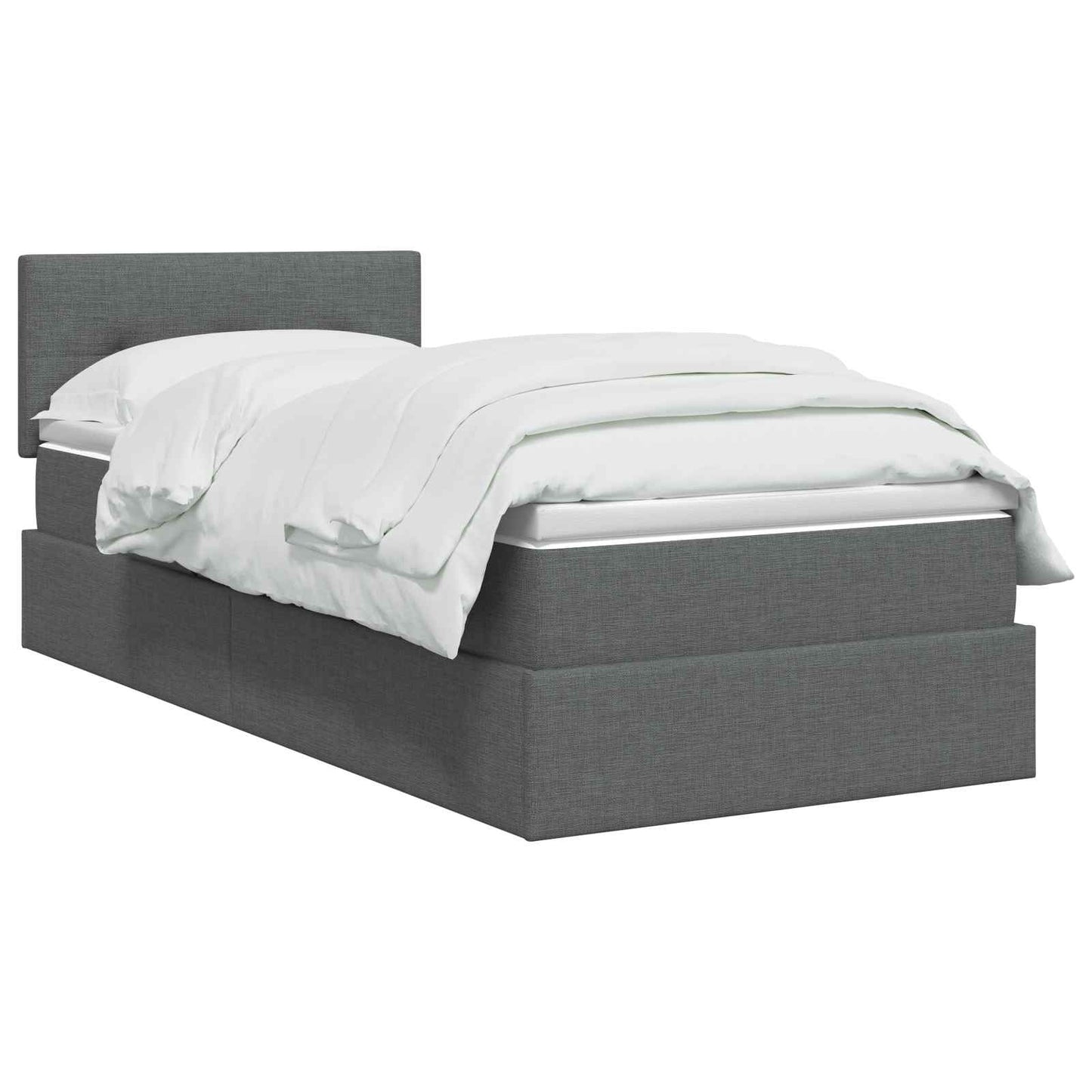 LED Opslagbed met Matras Donkergrijs 100 x 200 cm Stof