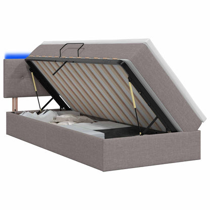 LED Opslagbed met Matras Taupe 100 x 200 cm Stof