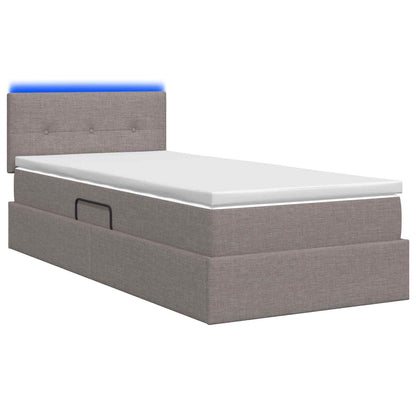 LED Opslagbed met Matras Taupe 100 x 200 cm Stof