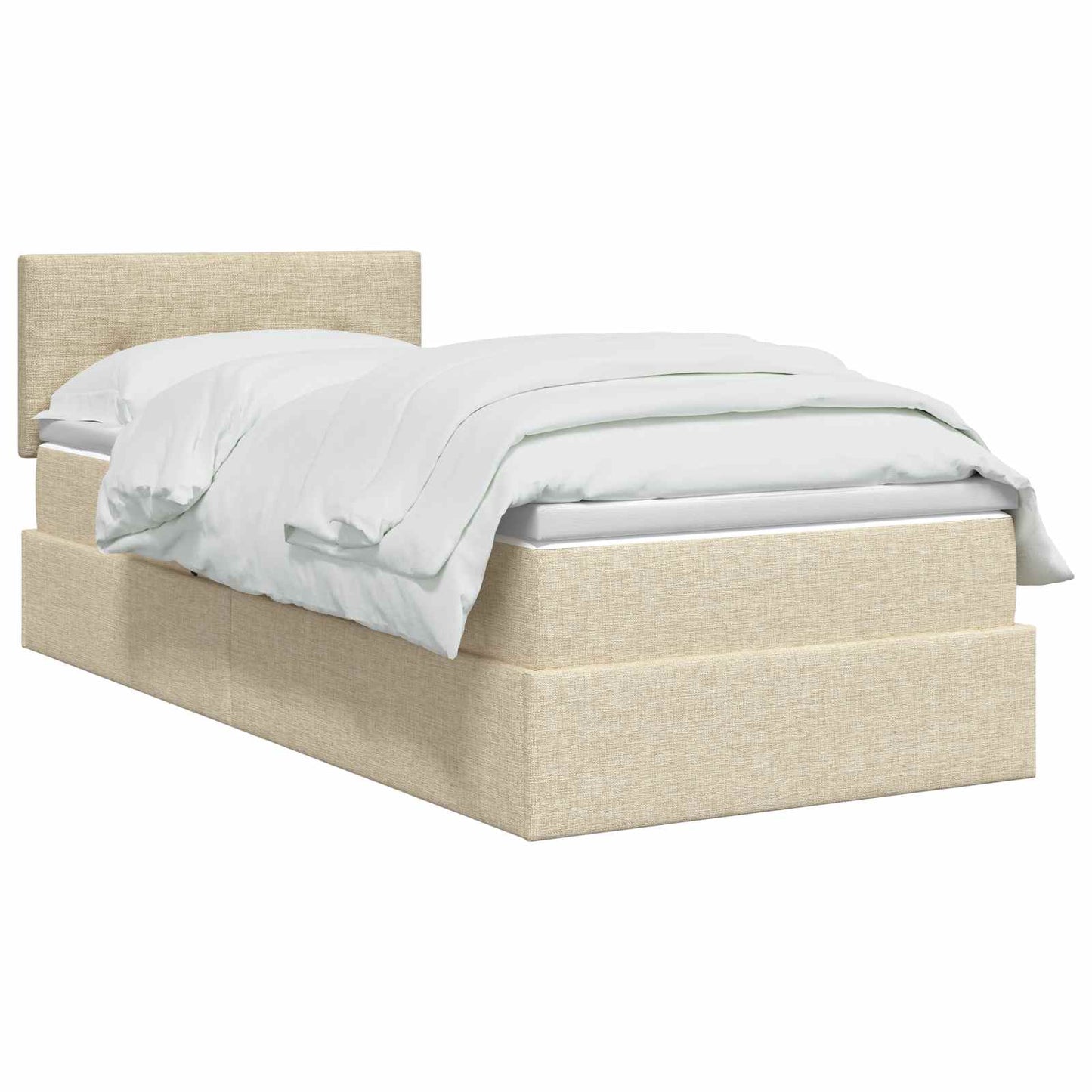 LED Opslagbed met Matras Crèmekleurig 100 x 200 cm Stof