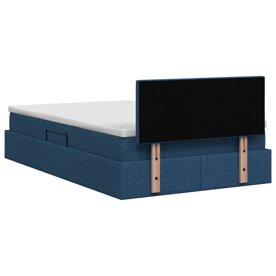 LED Opslagbed met Matras Blauw 120 x 190 cm Stof