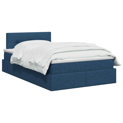 LED Opslagbed met Matras Blauw 120 x 190 cm Stof
