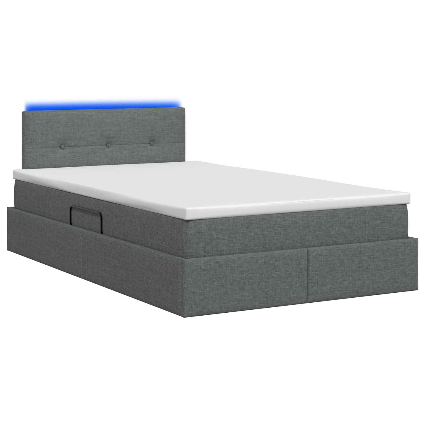 LED Opslagbed met Matras Donkergrijs 120 x 200 cm Stof