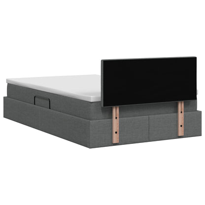 LED Opslagbed met Matras Donkergrijs 120 x 200 cm Stof