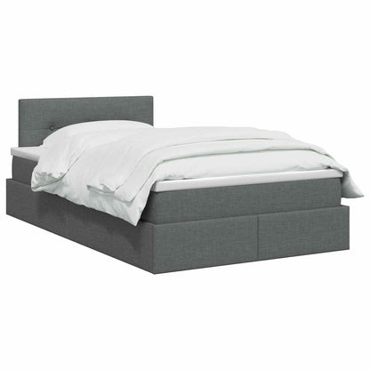 LED Opslagbed met Matras Donkergrijs 120 x 200 cm Stof