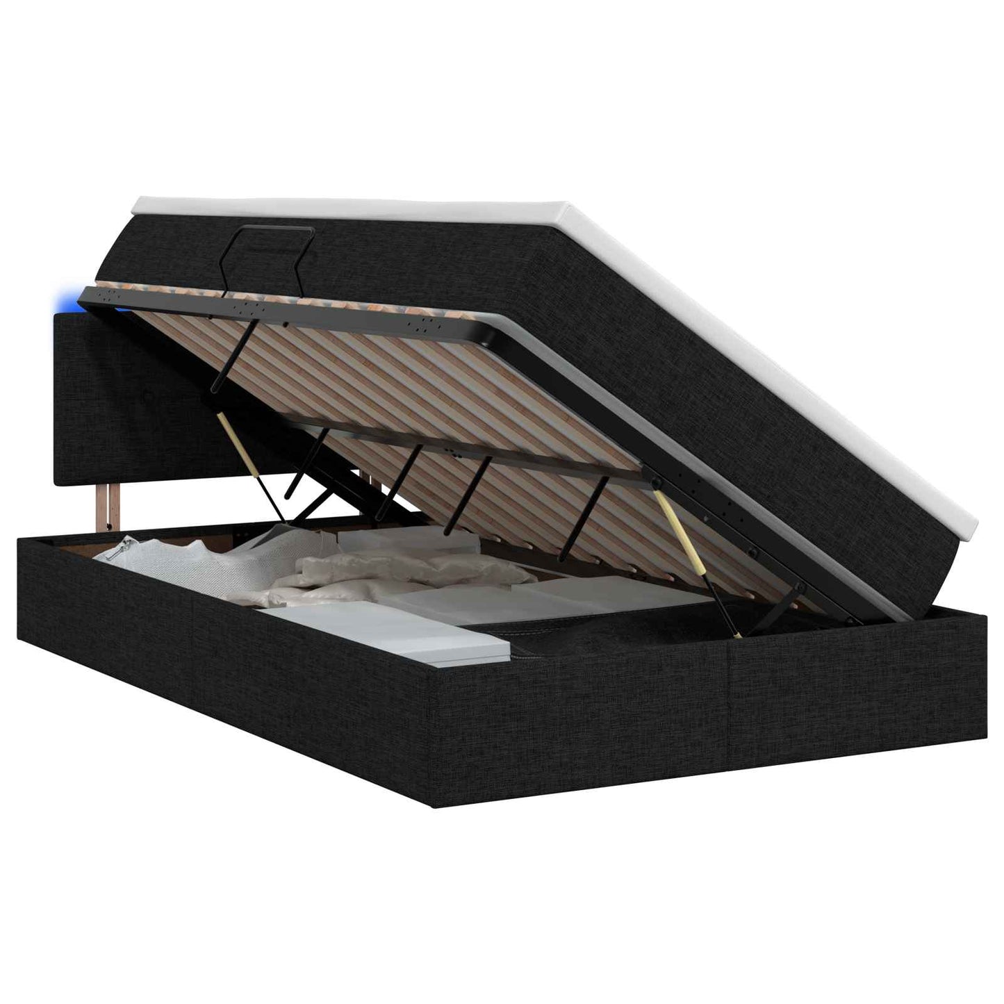 LED Opslagbed met Matras Zwart 120 x 200 cm Stof