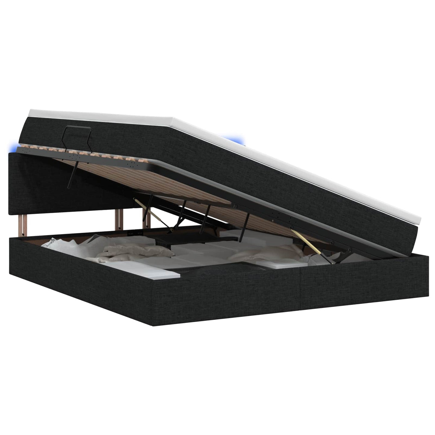 LED Opslagbed met Matras Zwart 140 x 190 cm Stof