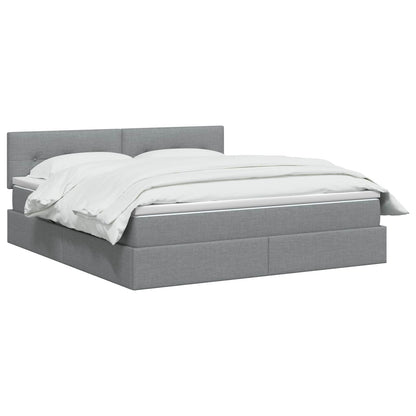 LED Opslagbed met Matras Lichtgrijs 140 x 200 cm Stof