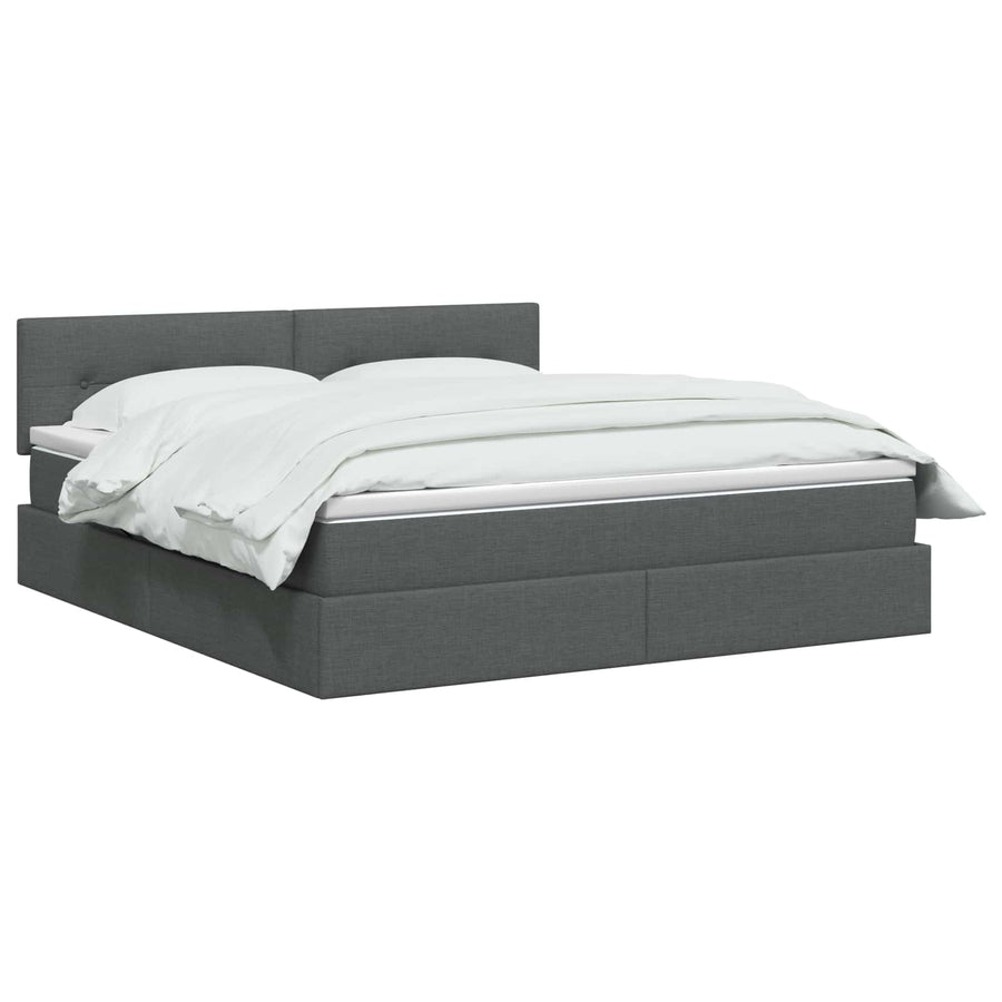 LED Opslagbed met Matras Donkergrijs 180 x 200 cm Stof