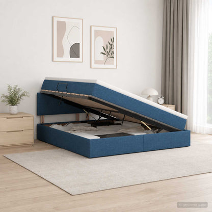 Opbergbed met matras met hoofdeinde Blauw 180 x 200 cm fluweel