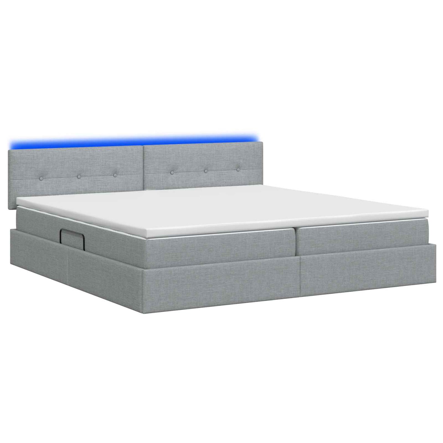 LED Opslagbed met Matras Lichtgrijs 200 x 200 cm Stof