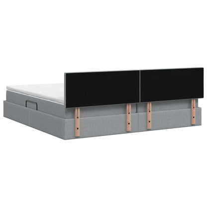 LED Opslagbed met Matras Lichtgrijs 200 x 200 cm Stof