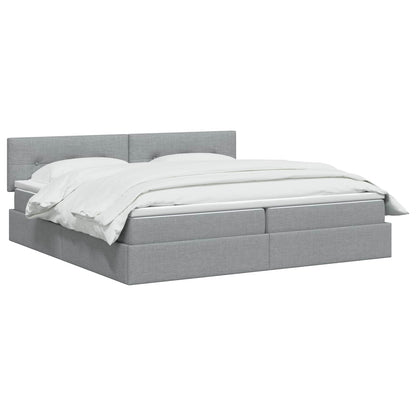 LED Opslagbed met Matras Lichtgrijs 200 x 200 cm Stof