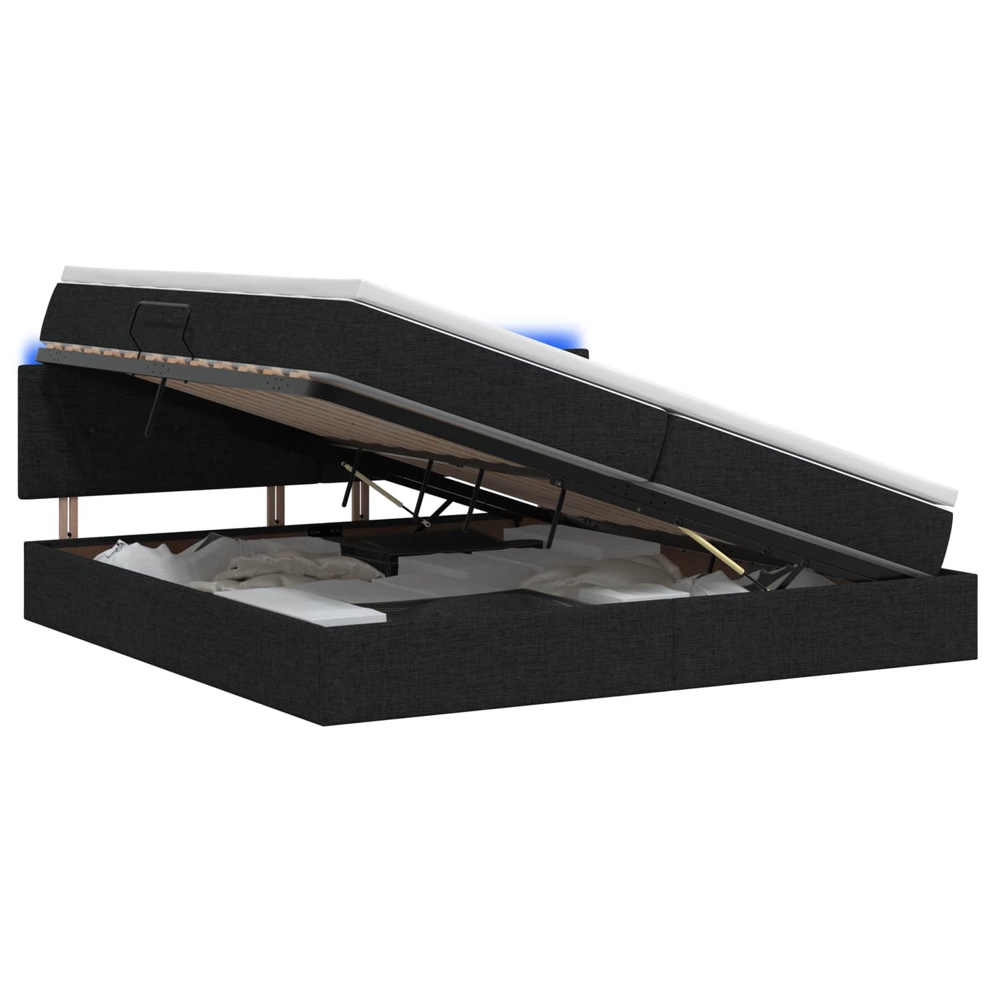 LED Opslagbed met Matras Zwart 200 x 200 cm Stof