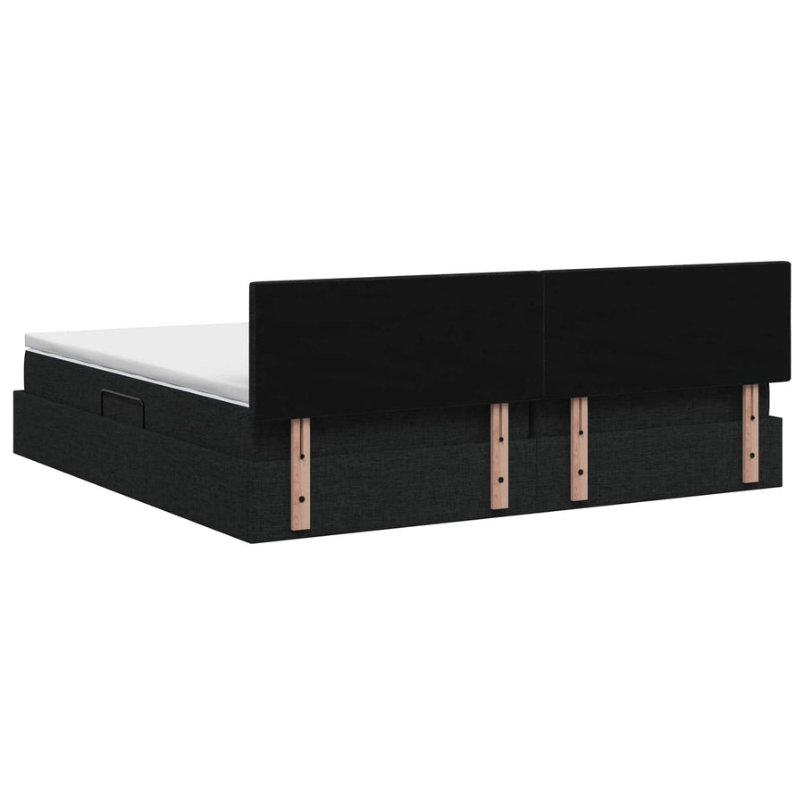 LED Opslagbed met Matras Zwart 200 x 200 cm Stof