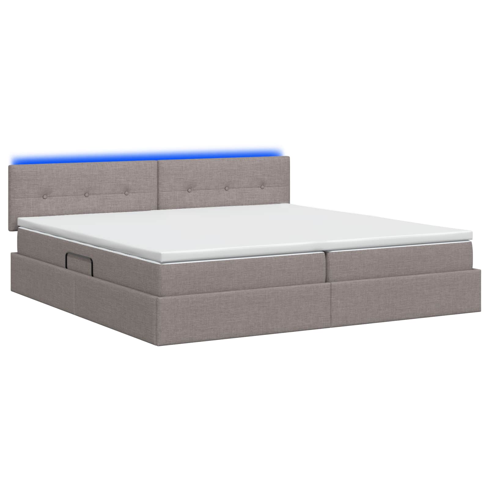 LED Opslagbed met Matras Taupe 200 x 200 cm Stof