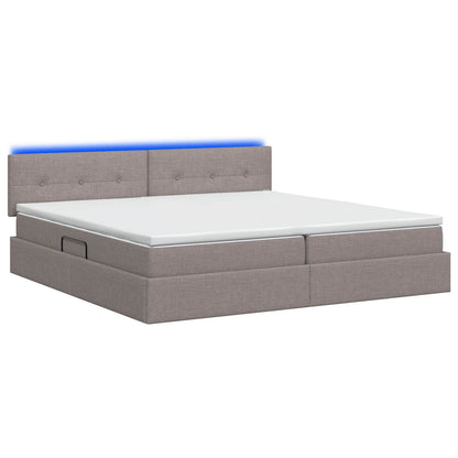 LED Opslagbed met Matras Taupe 200 x 200 cm Stof