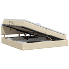 LED Opslagbed met Matras Crèmekleurig 200 x 200 cm Stof