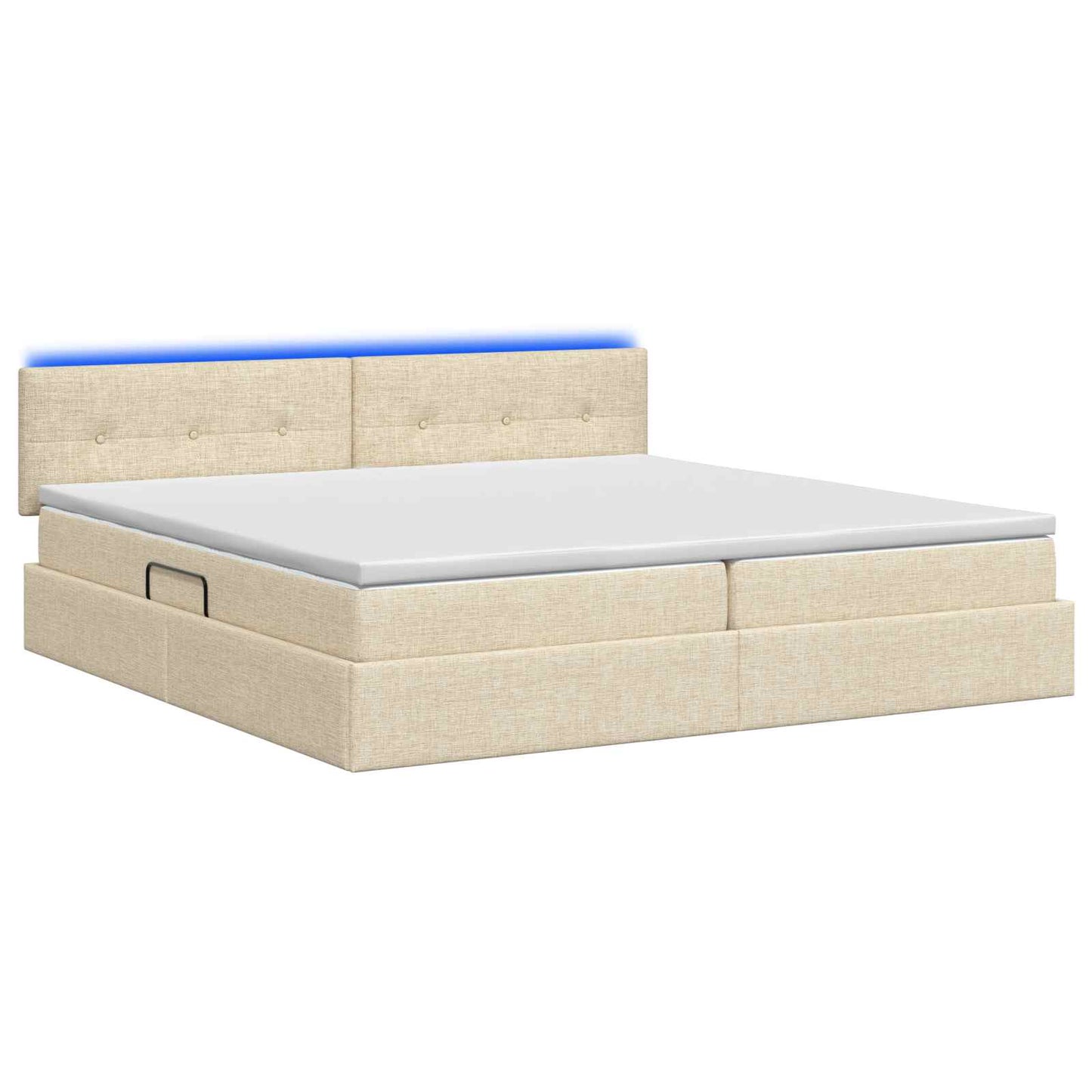 LED Opslagbed met Matras Crèmekleurig 200 x 200 cm Stof