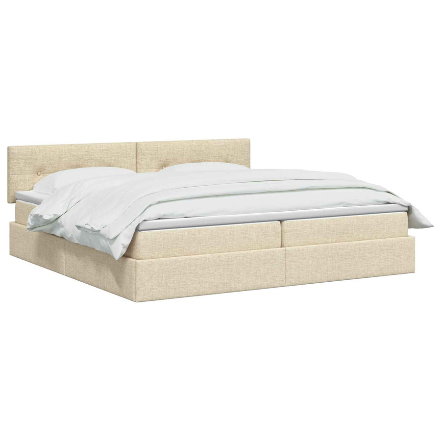 LED Opslagbed met Matras Crèmekleurig 200 x 200 cm Stof