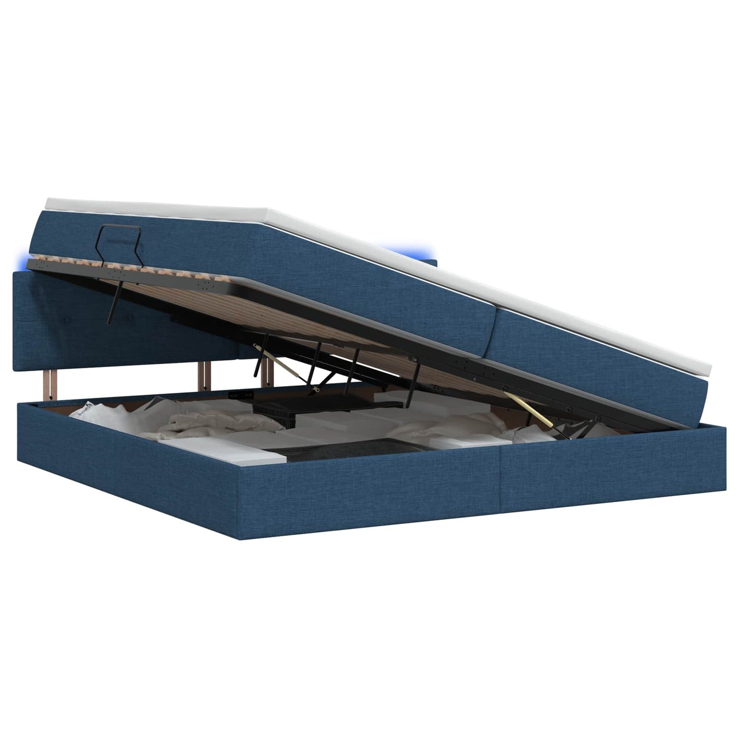 LED Opslagbed met Matras Blauw 200 x 200 cm Stof