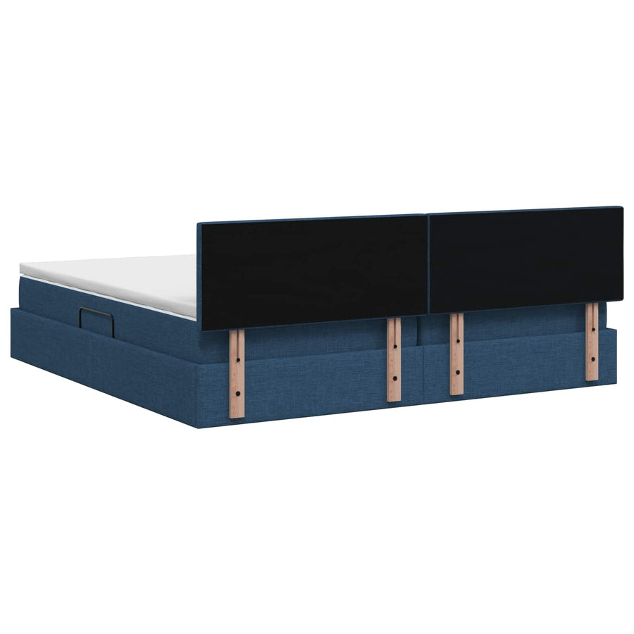 LED Opslagbed met Matras Blauw 200 x 200 cm Stof