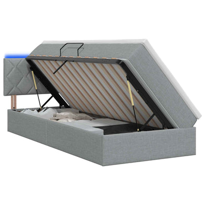 LED Opslagbed met Matras Lichtgrijs 90 x 190 cm Stof