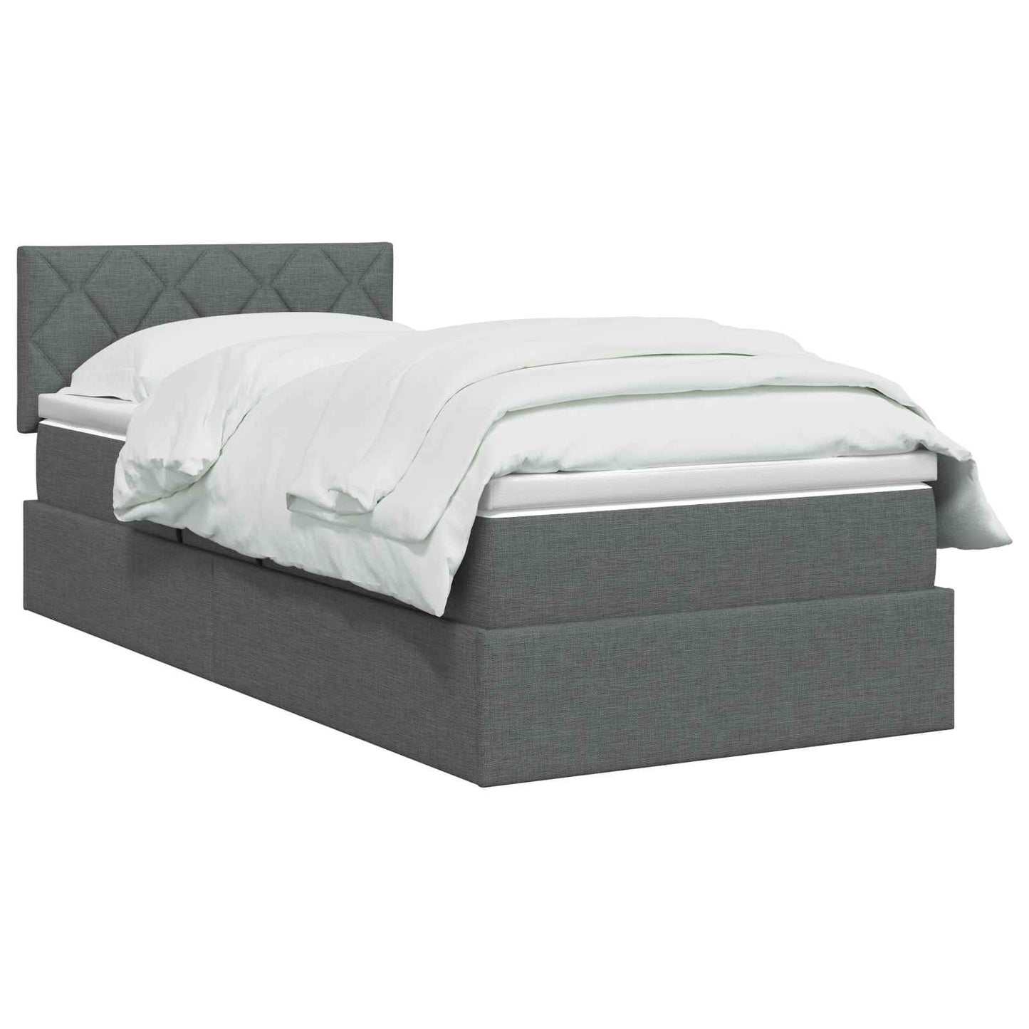 LED Opslagbed met Matras Donkergrijs 90 x 190 cm Stof