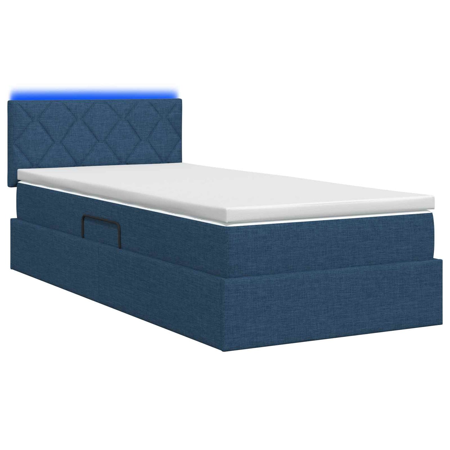 LED Opslagbed met Matras Blauw 90 x 190 cm Stof