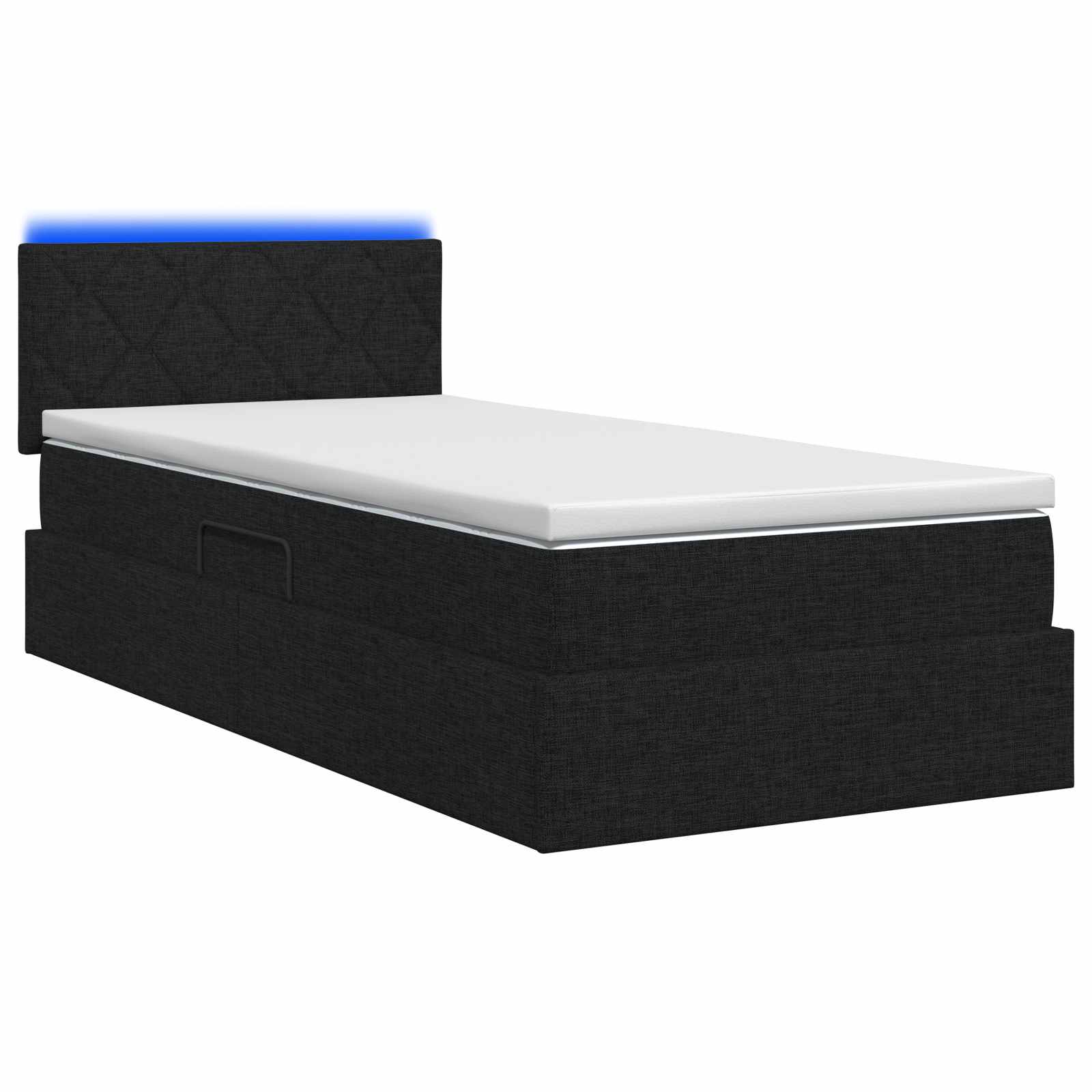 LED Opslagbed met Matras Zwart 90 x 200 cm Stof