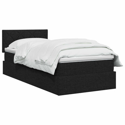 LED Opslagbed met Matras Zwart 90 x 200 cm Stof