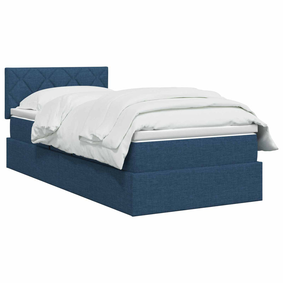 LED Opslagbed met Matras Blauw 90 x 200 cm Stof
