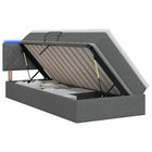 LED Opslagbed met Matras Donkergrijs 100 x 200 cm Stof