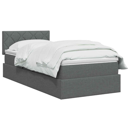 LED Opslagbed met Matras Donkergrijs 100 x 200 cm Stof