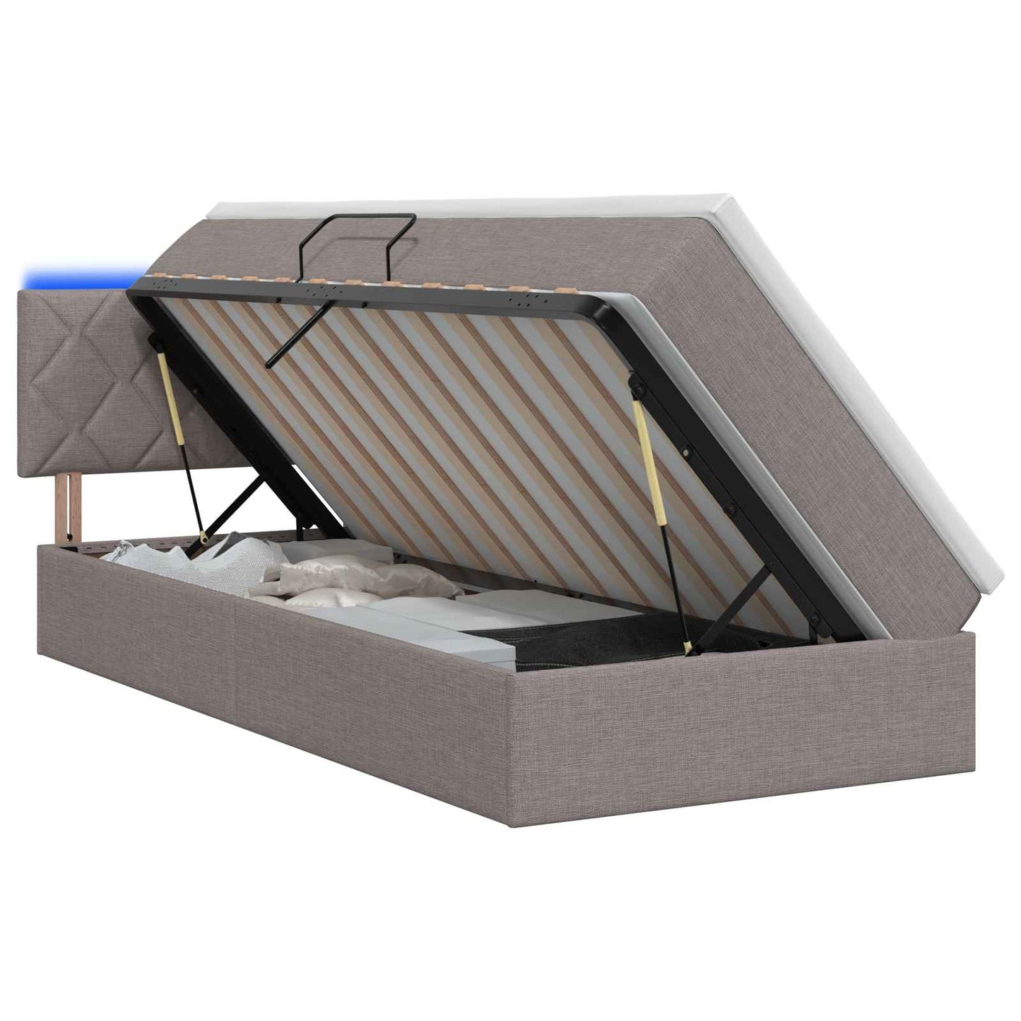 LED Opslagbed met Matras Taupe 100 x 200 cm Stof
