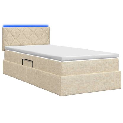 LED Opslagbed met Matras Crèmekleurig 100 x 200 cm Stof