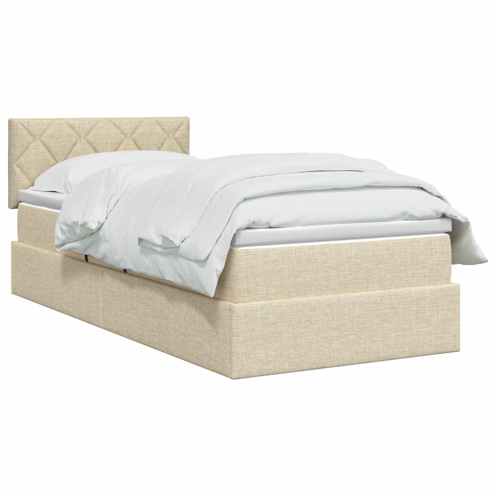 LED Opslagbed met Matras Crèmekleurig 100 x 200 cm Stof