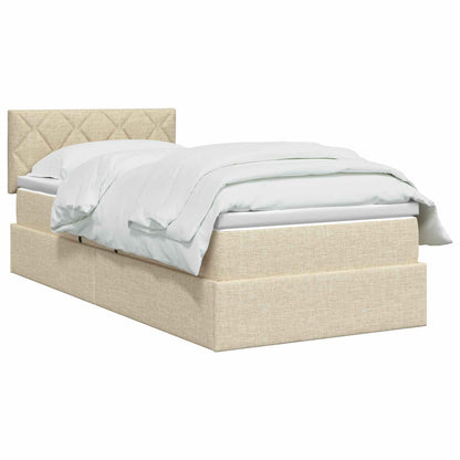 LED Opslagbed met Matras Crèmekleurig 100 x 200 cm Stof