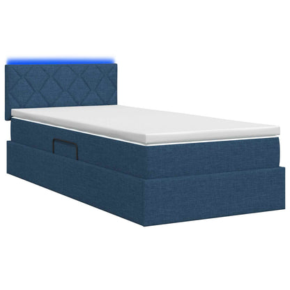 LED Opslagbed met Matras Blauw 100 x 200 cm Stof